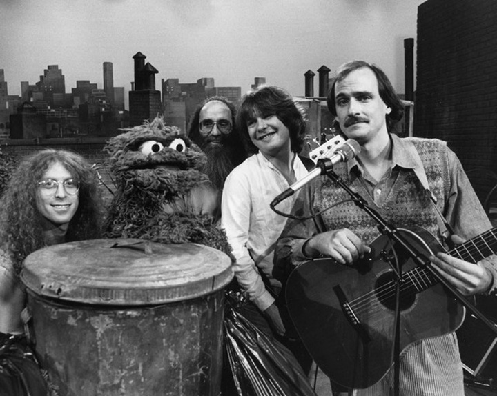 Waddy Wachtel, Oscar, Lee Sklar, Dan Dugmore, James Taylor on Sesame Street 1982 Waddy Wachtel, Oscar, Lee Sklar, Dan Dugmore, James Taylor on Sesame Street 1982